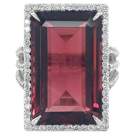 GIA Certified 17.98 Carat Pink Tourmaline Diamond Ring
