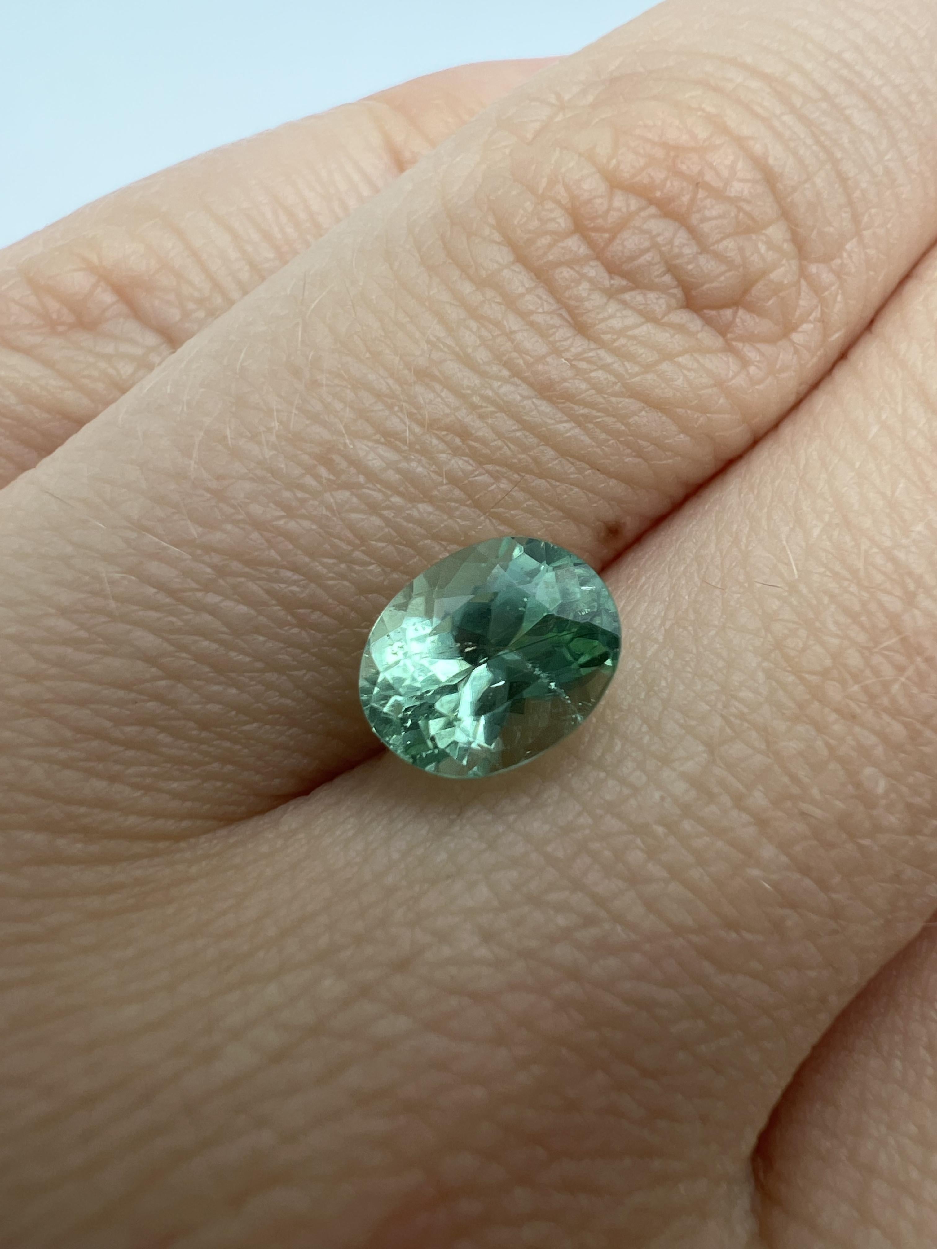 Brilliant Cut Natural Green Mozambique Paraiba Tourmaline Stone 1.79 carats with GIA Report