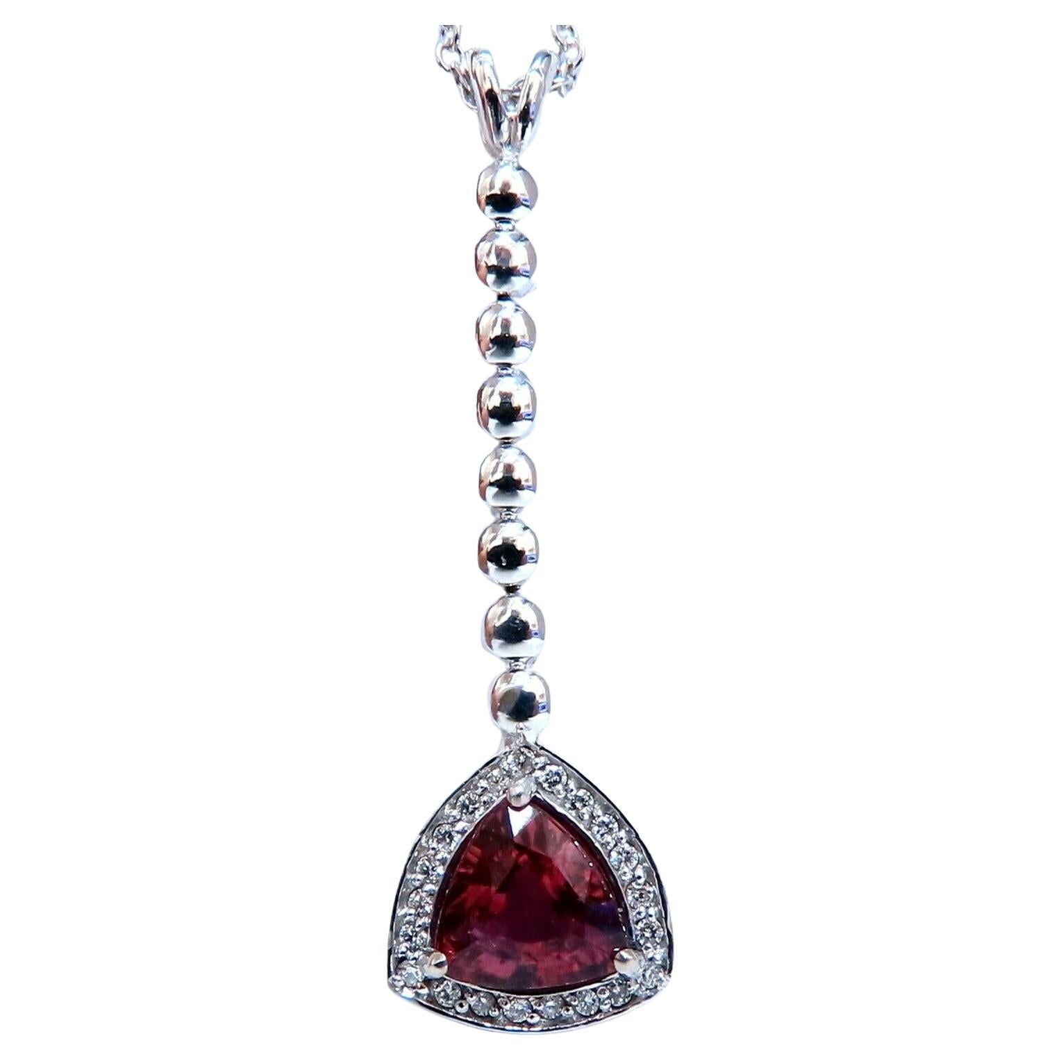GIA-zertifizierte 1,79 Karat natürlicher unbehandelter lila rosa Saphir Diamanten Halskette 14kt