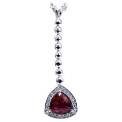 GIA-zertifizierte 1,79 Karat natürlicher unbehandelter lila rosa Saphir Diamanten Halskette 14kt