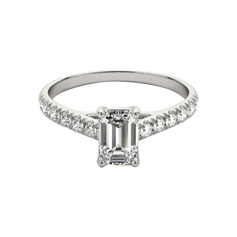 GIA Certified 1.7ct Emerald Pave Trellis Entwined Prong Platinum Diamond Ring