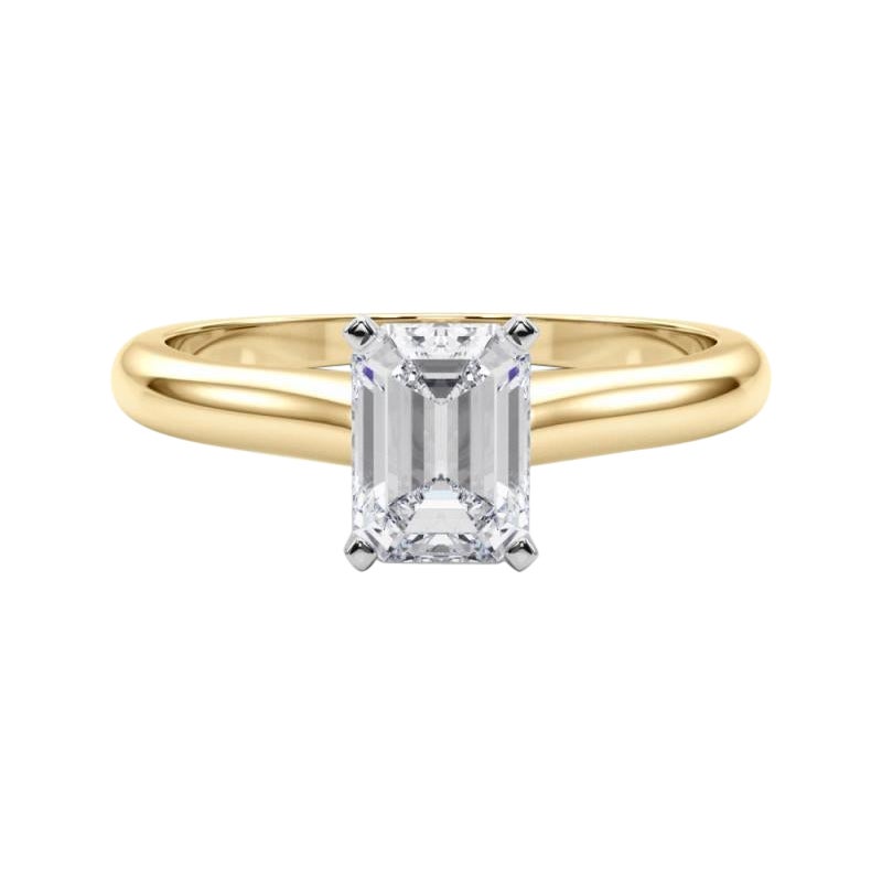 GIA Certified 1.7ct Emerald Slim Band Classic Solitaire Diamond Ring