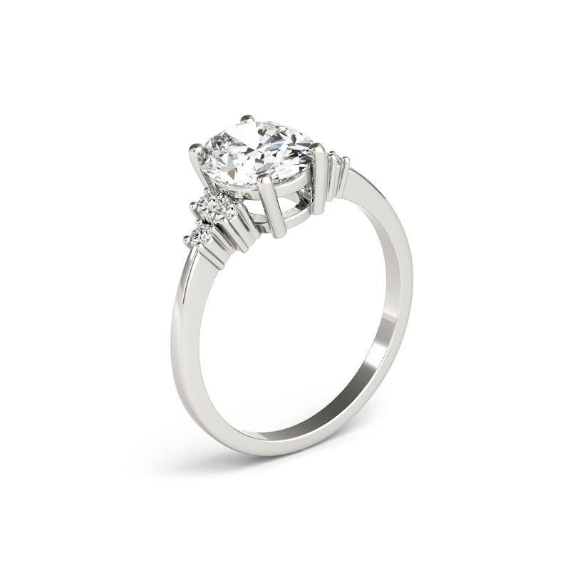 GIA-zertifizierter 1.7ct Oval Classic Cluster Multi-Stone Platin Diamantring Damen im Angebot