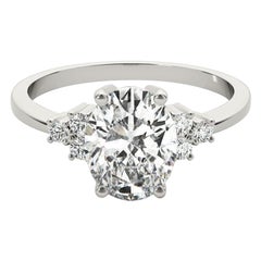 GIA Certified 1.7ct Oval Classic Cluster Multi-Stone Platinum Diamond Ring