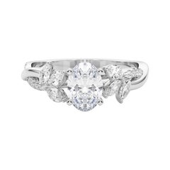 Bague en diamant certifié GIA 1.7ct ovale entrelacé Garden Flower Vine
