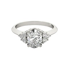 GIA Certified 1.7ct Oval Solitaire & Cluster 3-Stone Diamond Ring
