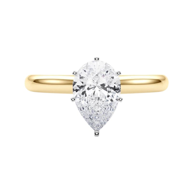 GIA Certified 1.7ct Pear Slim Band Classic Solitaire Diamond Ring