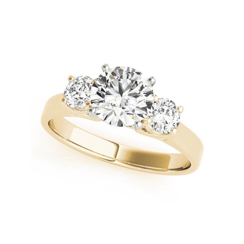 Taglio rotondo GIA Certified 1.7ct Round Classic Three-Stone V-Prong Diamond Ring in vendita