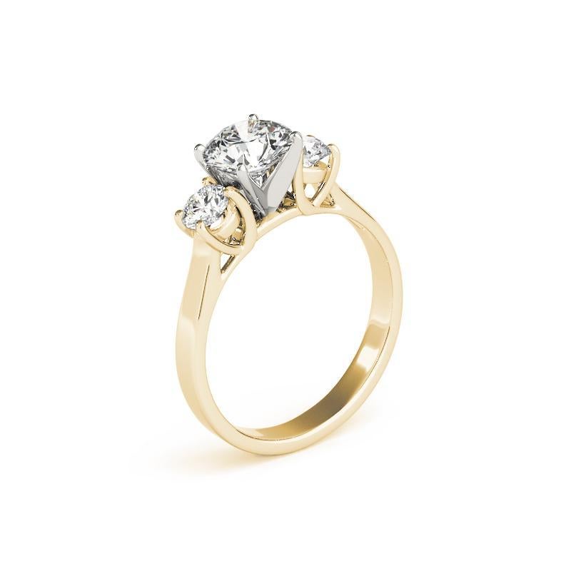 Donna GIA Certified 1.7ct Round Classic Three-Stone V-Prong Diamond Ring in vendita