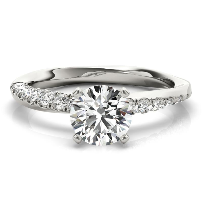 Anillo de diamantes solitario con banda de pavé redonda trenzada y certificado GIA de 1,7 ct en Nuevo estado para la venta en New York, NY