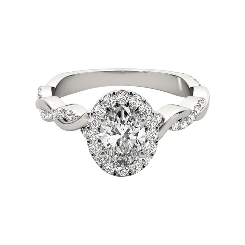GIA Certified 1.8 Carat Braided Band Oval Halo  Bague en diamant