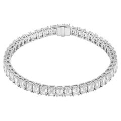 GIA Certified 18 Carat Emerald Cut Diamond Platinum Bracelet