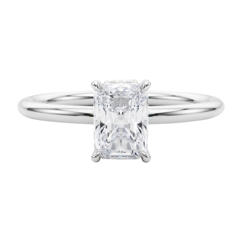 GIA-zertifizierter 1.8 Karat verborgener Halo-Radiant  Diamantring
