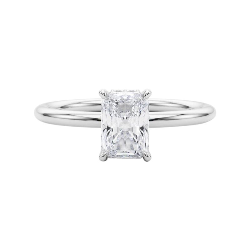GIA Certificato 1.8 Carati Hidden Halo Radiant  Anello con diamante