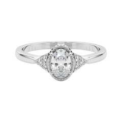 Anello di diamanti in platino geometrico con castone ovale a grana fine da 1.8 carati certificato GIA