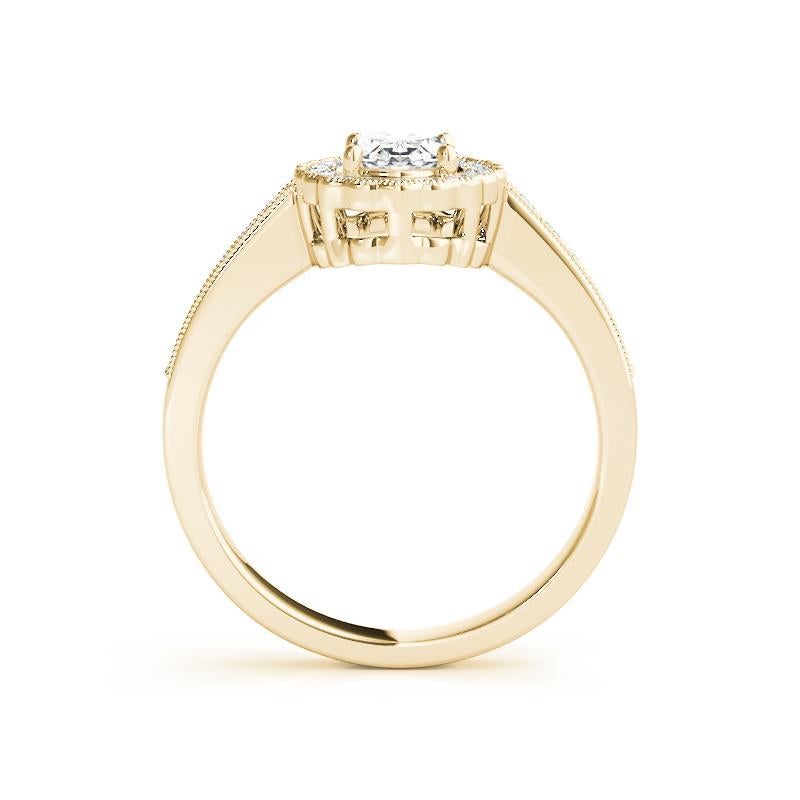 GIA Certified 1,8 Carat Oval Halo Openwork Pave Anello con diamanti in oro giallo 18K In condizioni Nuovo in vendita a New York, NY