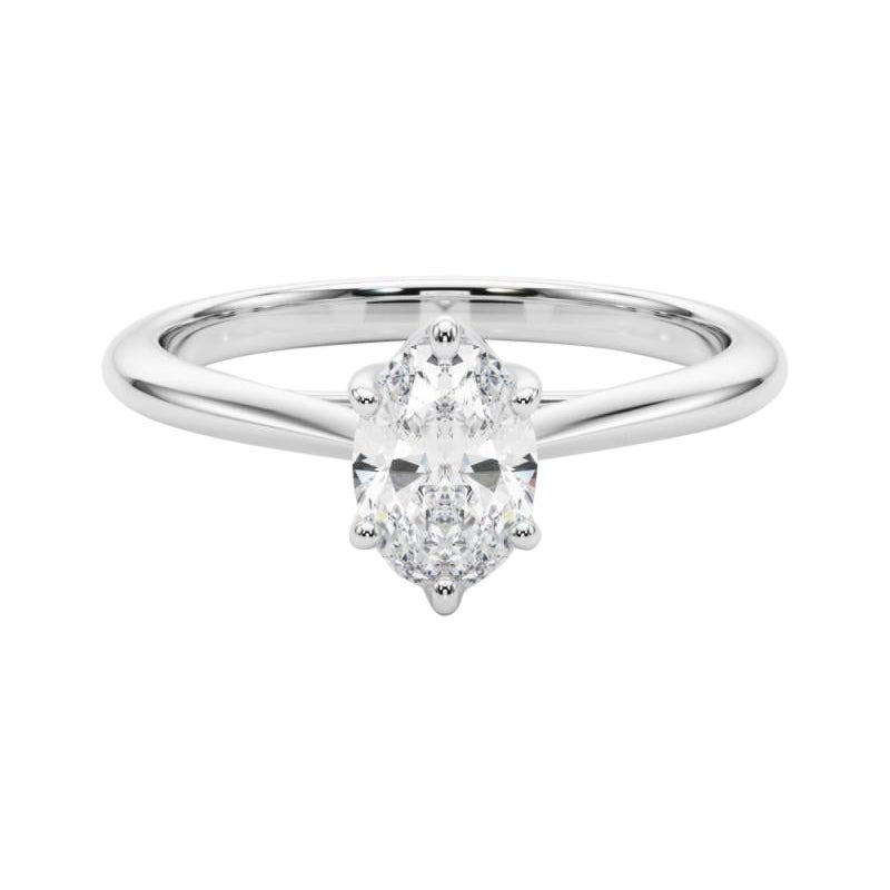 Anello con diamante solitario ovale multi-filo in platino rosa certificato GIA da 1.8 carati
