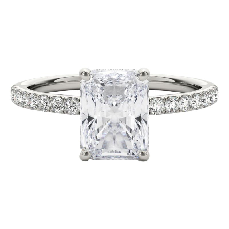 GIA-zertifiziert 1.8 Karat Pave Hidden Halo Radiant  Diamantring