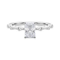 GIA Certified 1.8 Carat Radiant Diamond Bamboo Shank Platinum Diamond Ring