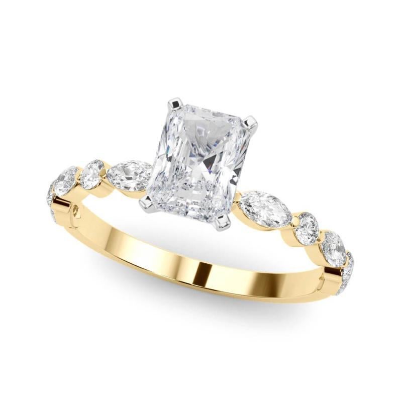 GIA-zertifiziert 1.8 Karat Radiant Diamant Band Solitär Diamantring (Radiantschliff)