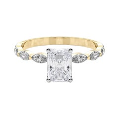 GIA Certified 1.8 Carat Radiant Diamond Band Solitaire Diamond Ring
