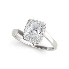 GIA Certified 1.8 Carat Radiant Halo Curved Bypass Platinum Diamond Ring