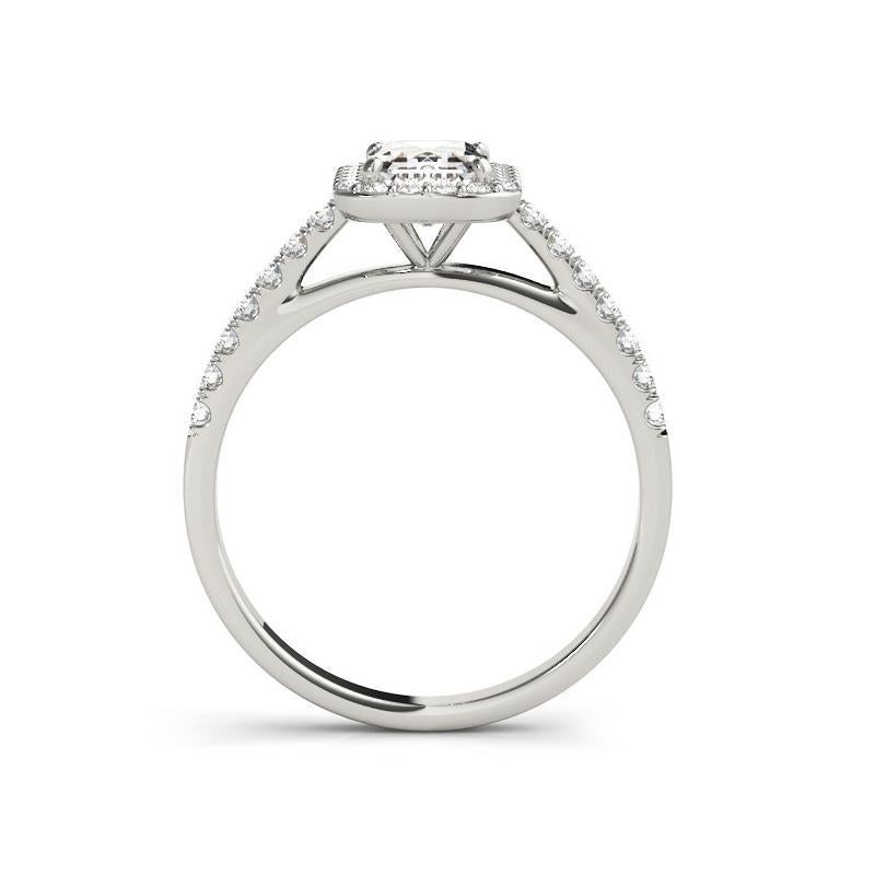 Bague en or blanc 18 carats certifiée GIA 1,8 carat Radiant Halo Pave Neuf - En vente à New York, NY