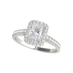 Bague en or blanc 18 carats certifiée GIA 1,8 carat Radiant Halo Pave