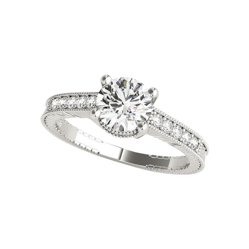 Anello con diamante d'epoca a doppio cesto rotondo da 1.8 carati certificato GIA