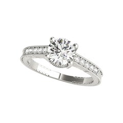 Anello con diamante d'epoca a doppio cesto rotondo da 1.8 carati certificato GIA