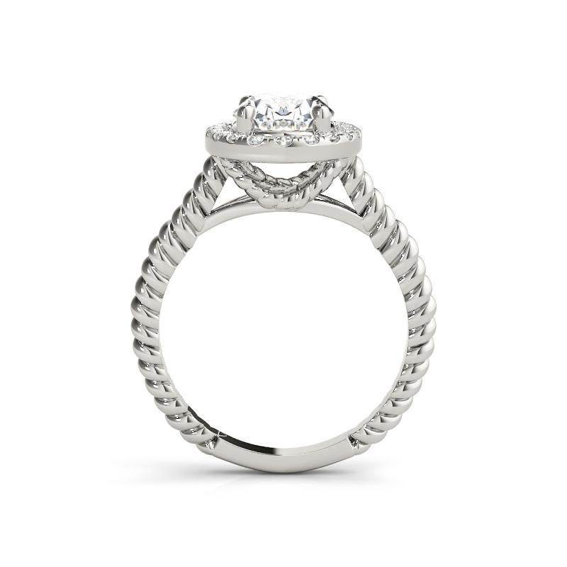 GIA Certified 1.8 Carat Twisted Rope Oval Halo Cathedral Diamond Ring In New Condition For Sale In New York, NY