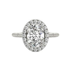 GIA Certified 1.8 Carat Twisted Rope Oval Halo Cathedral Diamond Ring GIA Certified 1.8 Carat Twisted Rope Oval Halo Cathedral Diamond Ring