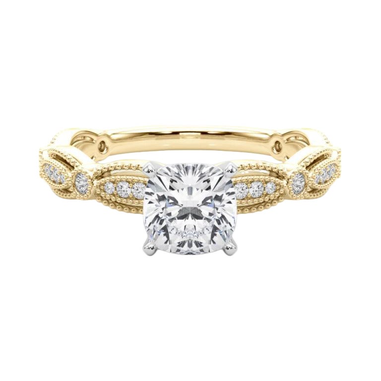 Anello di diamanti vintage a fascia con cuscino a grana fine certificato GIA da 1.8 carati
