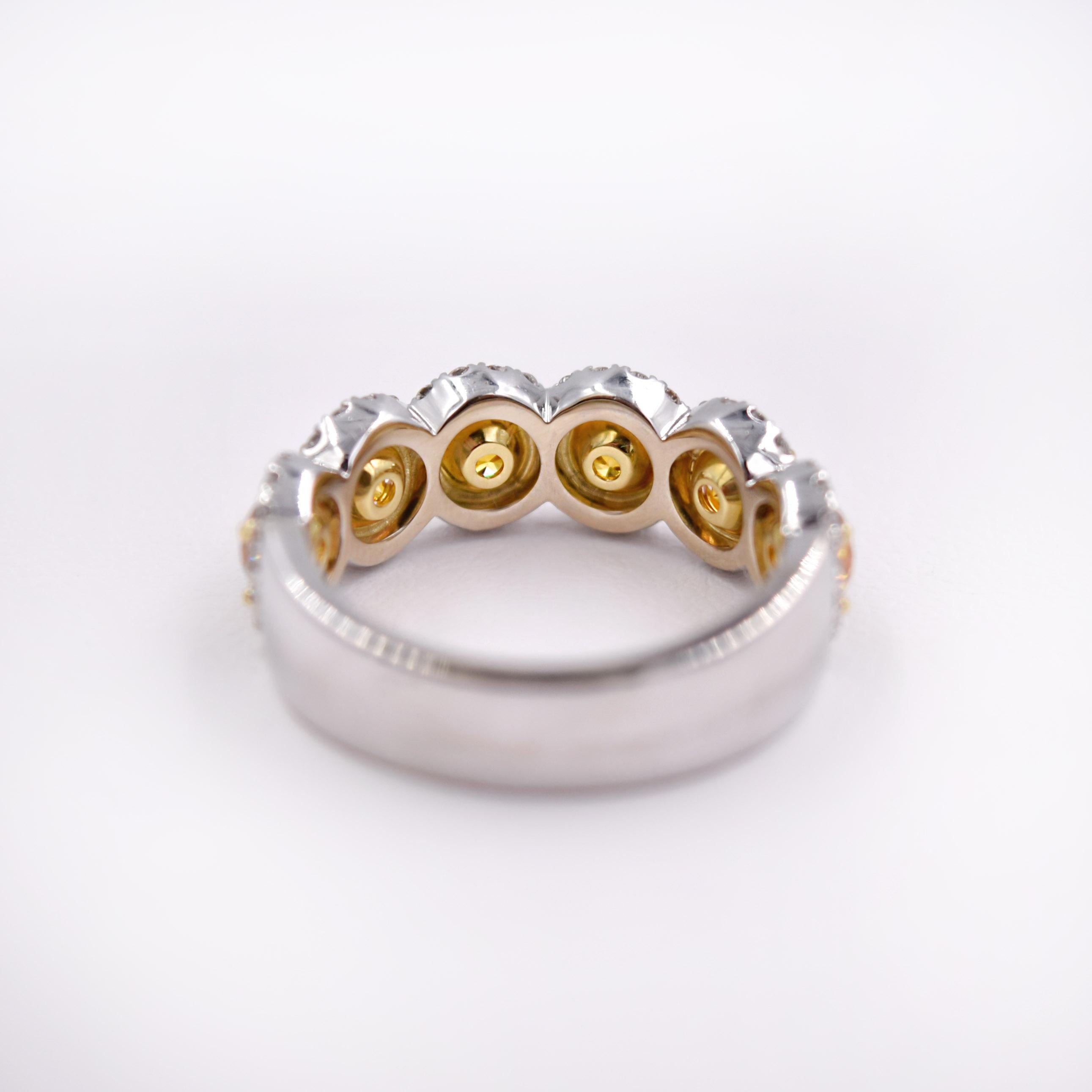 Contemporary GIA Certified 18 Karat Gold Fancy Intense Orange Yellow Diamond Statement Ring For Sale