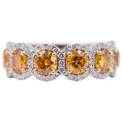 GIA Certified 18 Karat Gold Fancy Intense Orange Yellow Diamond Statement Ring
