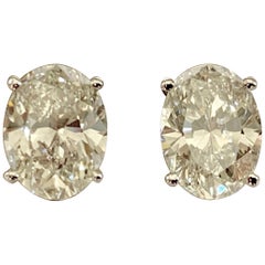 GIA Certified 18 Karat Gold Oval Diamond Stud Earrings, 2.02 Carat, 2.03 Carat