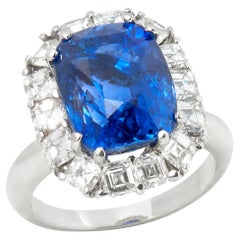 GIA Certified 18 Karat White Gold 12.54 Carat Sapphire 
Diamond Cocktail Ring