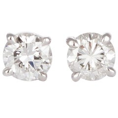 GIA Certified 18 Karat White Gold and Diamond Stud Earrings 1.64 Carat I/SI2