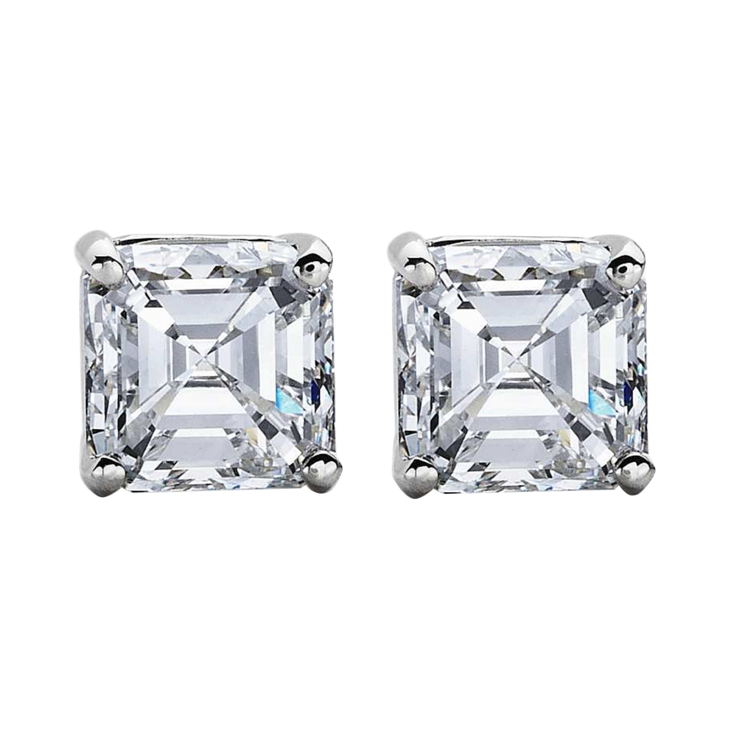 GIA Certified 1.80 Carat Asscher Cut Diamond Platinum Studs