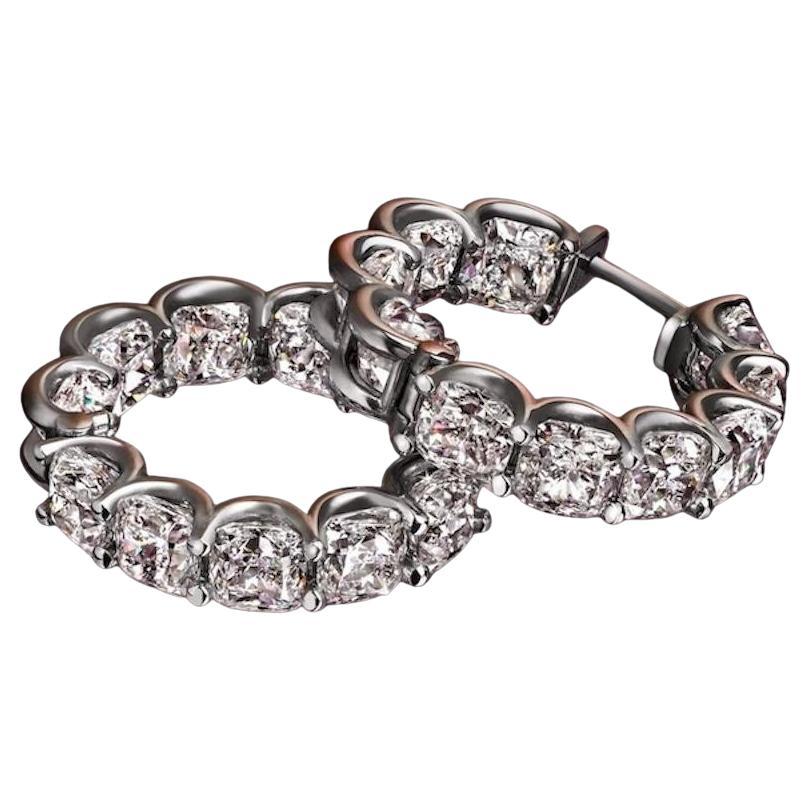 Taille coussin Boucles d'oreilles en diamant certifié GIA 18,0 carats taille coussin en vente