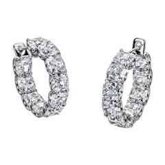 GIA Certified 18.0 Carat Cushion Cut Diamond Hoop Earrings