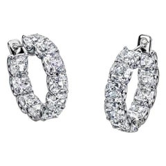 Boucles d'oreilles en diamant certifié GIA 18,0 carats taille coussin