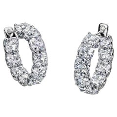 GIA Certified 18.0 Carat Cushion Cut Diamond Hoop Earrings
