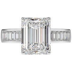 GIA Certified 2.25 Carat Diamond Engagement Ring with Side Emerald Cut Diamonds