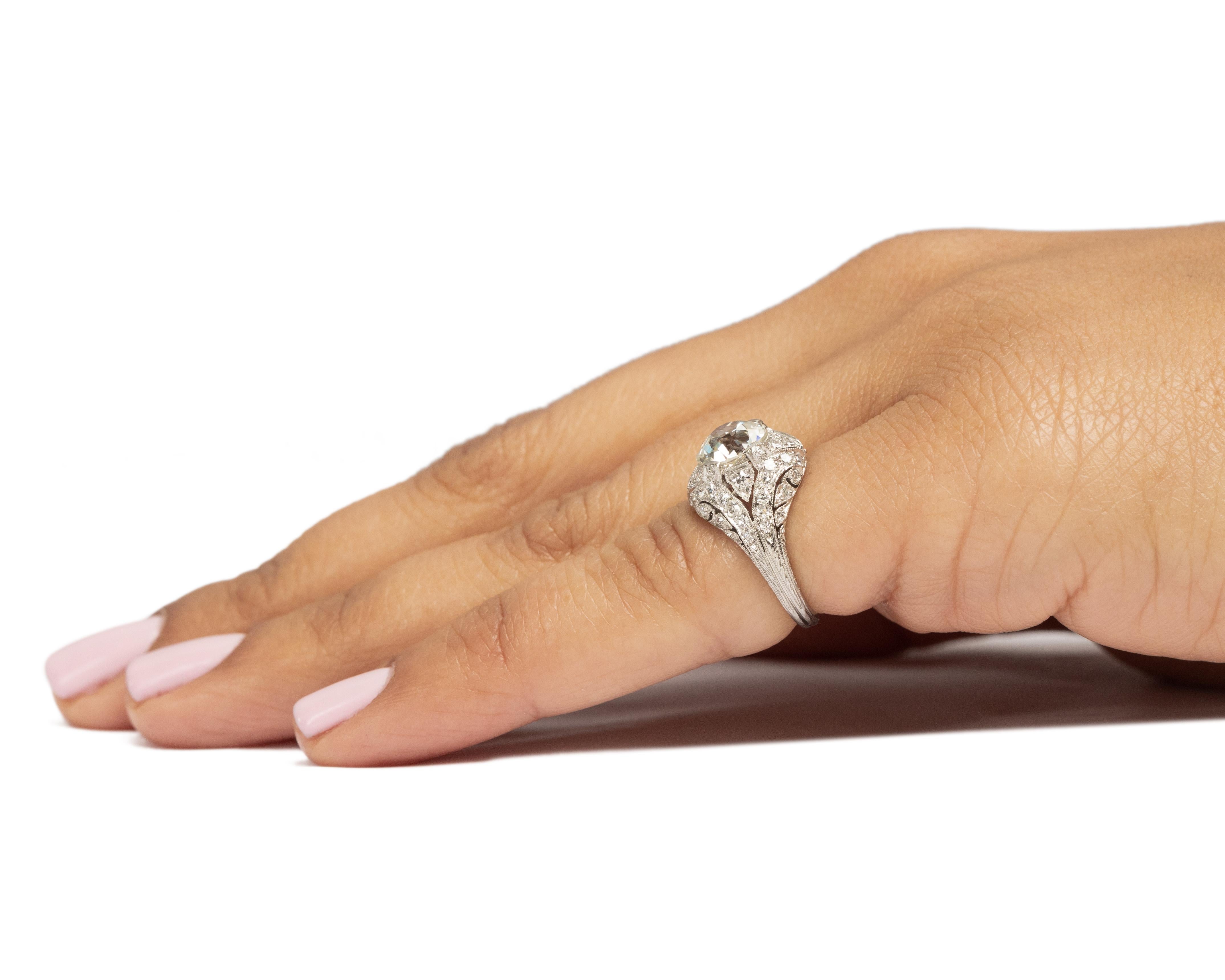 Women's GIA Certified 1.80 Carat Edwardian Diamond Platinum Engagement Ring For Sale