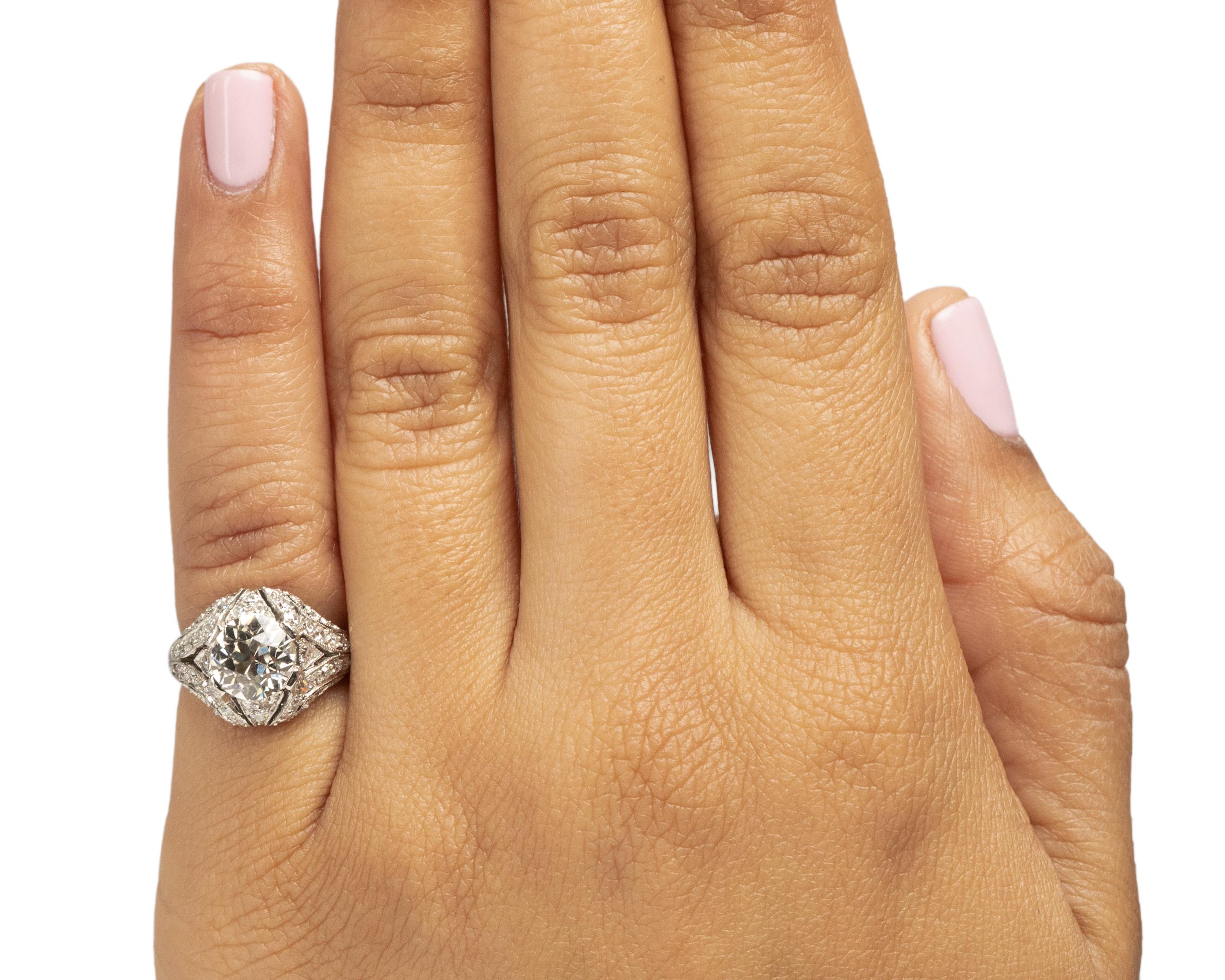 GIA Certified 1.80 Carat Edwardian Diamond Platinum Engagement Ring For Sale 1