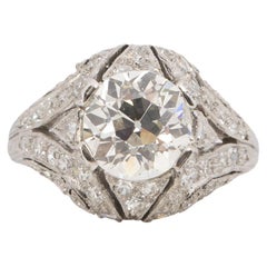 GIA Certified 1.80 Carat Edwardian Diamond Platinum Engagement Ring