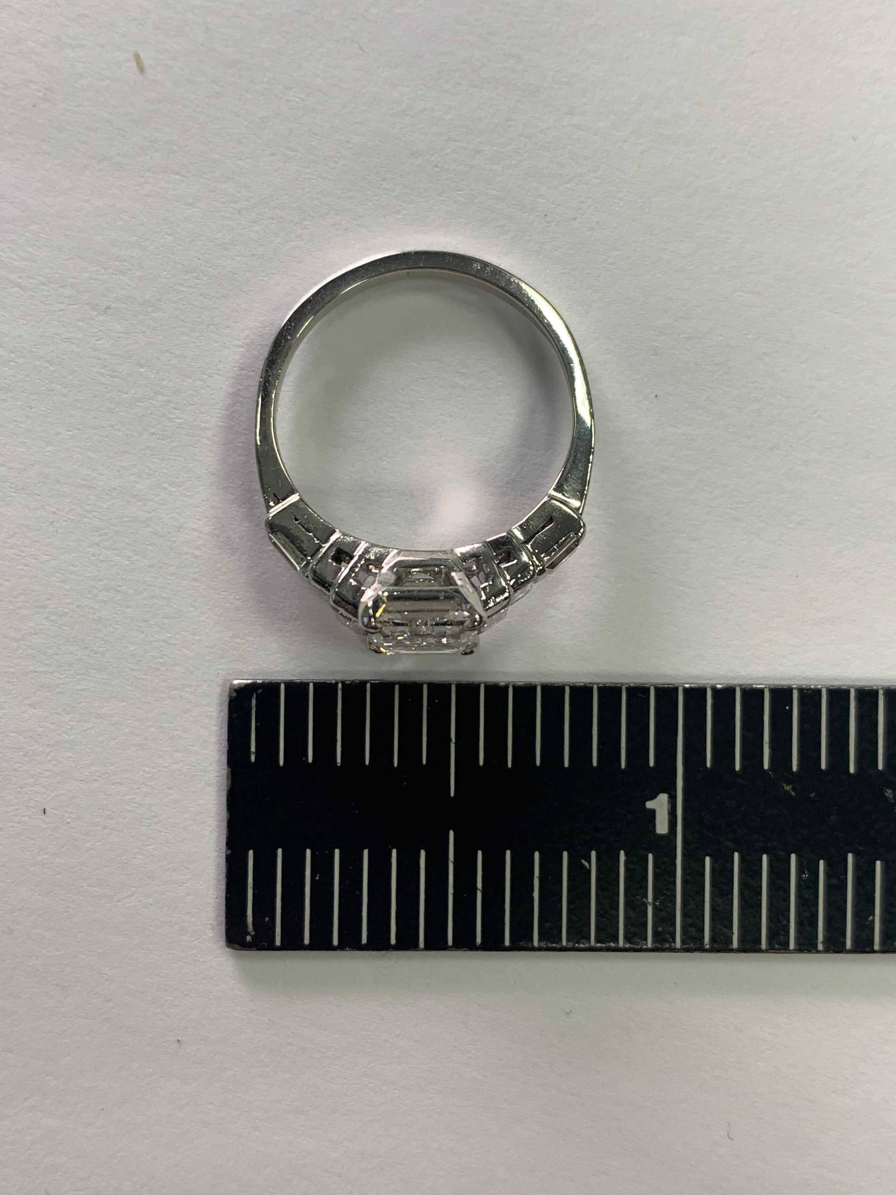 GIA Certified 1.80 Carat Emerald Cut J VS1 Platinum Engagement Ring, circa 1950 4