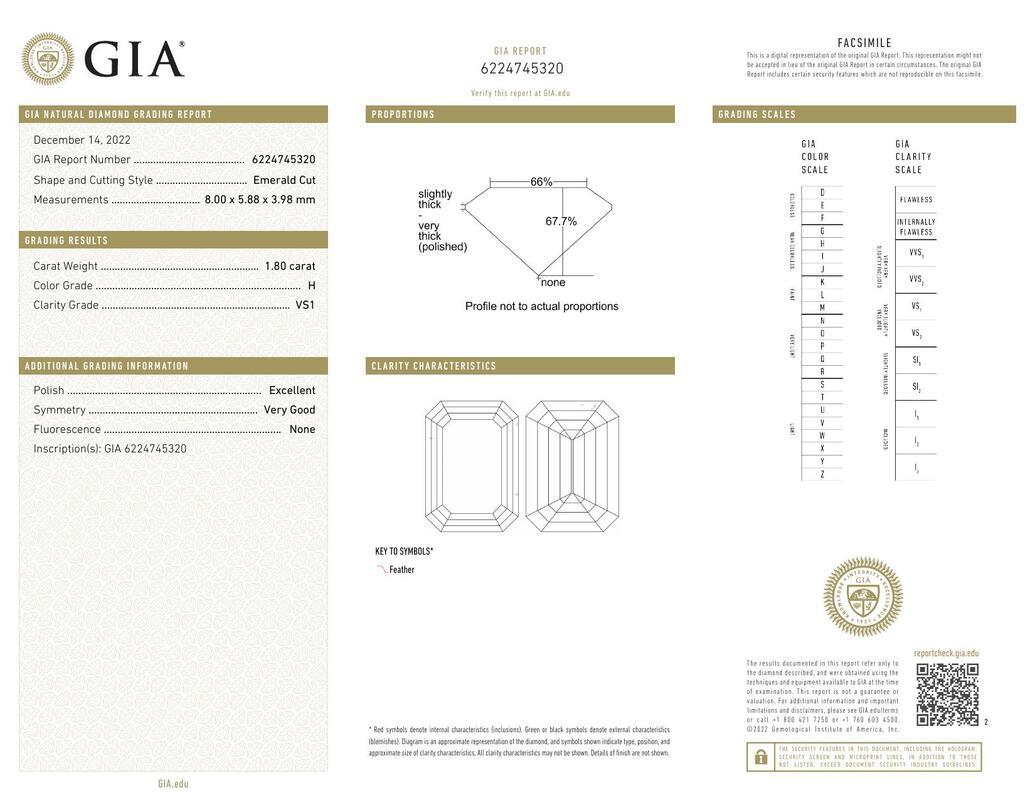 Contemporary GIA Certified 1.80 Carat Emerald Halo Pave 18K Yellow Gold Diamond Ring For Sale