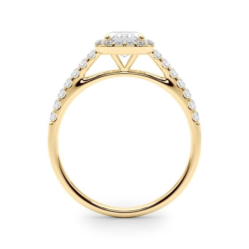 GIA Certified 1.80 Carat Emerald Halo Pave 18K Yellow Gold Diamond Ring In New Condition For Sale In New York, NY
